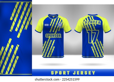 
Blue and yellow jersey template design for sport uniform