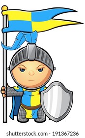 Blue and Yellow Knight Character