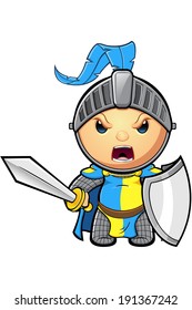 Blue and Yellow Knight Character