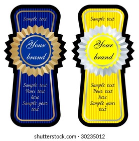 blue and yellow label set vector