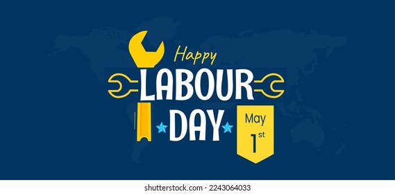 blue and yellow labor day vector template design