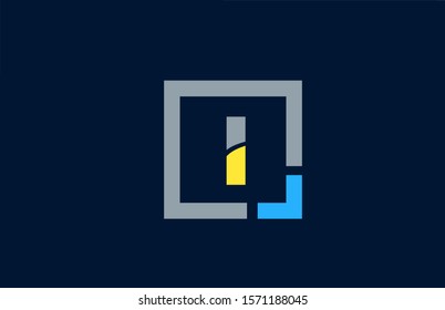 blue yellow letter I alphabet logo design icon for business. Suitable as a logotype