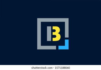 blue yellow letter B alphabet logo design icon for business. Suitable as a logotype