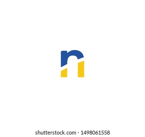 Blue and Yellow Letter N Logo icon. Creative Design with dot shape letter N for business, technology, finance, network, start up and more brand.