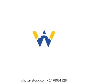 Blue and Yellow Letter W Logo icon. Creative Design with dot shape letter W for business, technology, finance, network, start up and more brand.