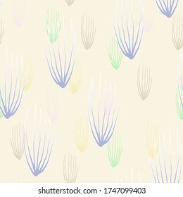 Blue, yellow, light green and beige patterns on a light yellow background vector
