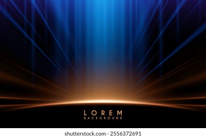 Blue and yellow light rays background