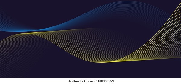 Blue and yellow lines. Abstract color waves background. Striped illustration with Ukrainian colors.