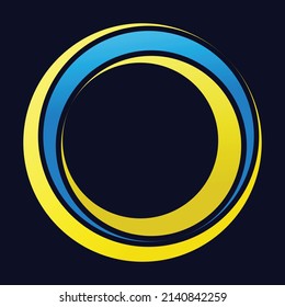 Líneas azules y amarillas en forma de círculo. El logotipo, icono o etiqueta está en colores ucranianos.