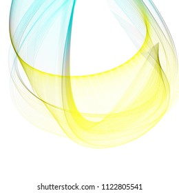 
Blue and yellow lines in the shape of a wave in a circle. The abstract background of a wave.
