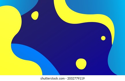 Blue and yellow liquid background. Fluid shapes composition. Vector illustration