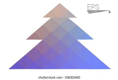 Blue, yellow low poly style christmas tree vector illustration consisting of triangles. Abstract triangular poly origami or crystal design of New Years celebration. Isolated on white background Blue, yellow low poly style christmas tree vector illustration consisting of triangles. Abstract triangular poly origami or crystal design of New Years celebration. Isolated on white background