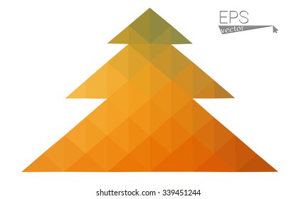 Blue, yellow low poly style christmas tree vector illustration consisting of triangles. Abstract triangular poly origami or crystal design of New Years celebration. Isolated on white background