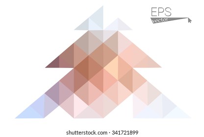 Blue, yellow low poly style christmas tree vector illustration consisting of triangles. Abstract triangular poly origami or crystal design of New Years celebration. Isolated on white background