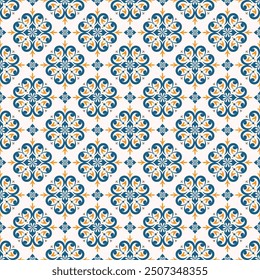 Patrón sin costuras de Vector de lujo azul y amarillo. Ornamento, tradicional, étnico, árabe, turco, motivos indios. Ideal para tela y textiles, Fondo de pantalla, diseño de embalaje o cualquier idea deseada.