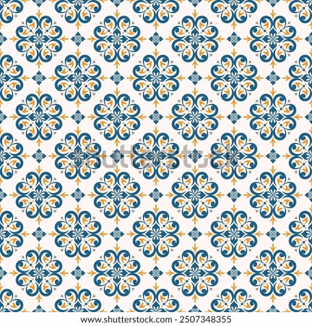 Blue and yellow luxury vector seamless pattern. Ornament, Traditional, Ethnic, Arabic, Turkish, Indian motifs. Great for fabric and textile, wallpaper, packaging design or any desired idea.