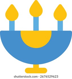 Blaugelbe Menorah mit flammenförmigen Kerzen hanukkah Licht 1