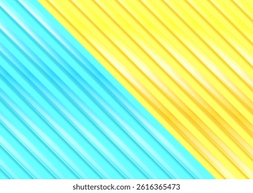 Blue and yellow minimal abstract background with glossy stripes. Modern pastel geometry vector design
