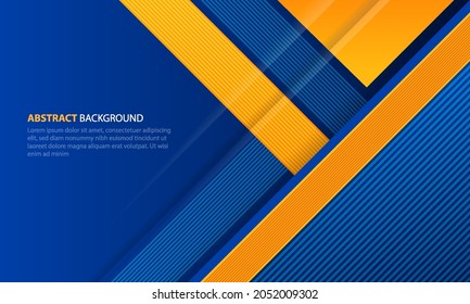 Blue And Yellow Modern Business Geometric Background. Template Design For Poster, Banner, Backdrop, Flyer, Presentation, Slide, Magazine, Etc. Vector Illustration