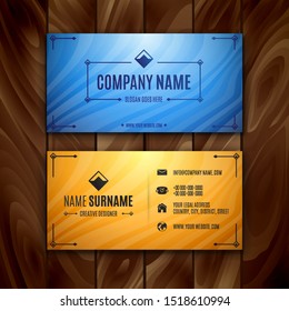 Blue and yellow modern design vector of business cards.