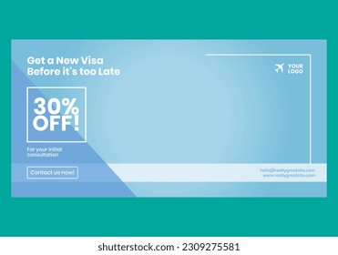 Blue yellow modern new visa discount offer ad web banner	
