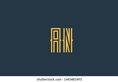 blue yellow AN A N alphabet letter combination suitable as a logo icon design for a company or business