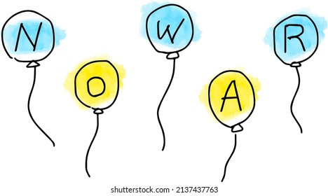 blue and yellow NO WAR message balloons illustration