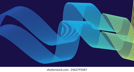 Fondo abstracto azul amarillo naranja con onda brillante. Elemento de diseño de líneas móviles brillantes. Modernas líneas de onda fluidas de gradiente. Concepto de tecnología futurista. Vector de Ilustración vectorial