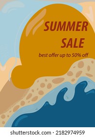 blue, yellow, orange, beige abstract background. Vector illustration. Summer sale 