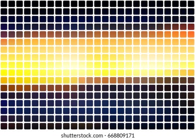 Blue yellow orange black vector abstract mosaic background with rounded corners square tiles over white