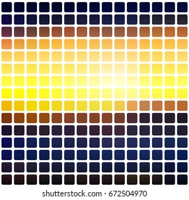 Blue yellow orange black vector abstract rounded corners tiles mosaic over white background square 