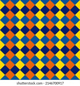 blue, yellow, orange, lattice-contiguous checkered background