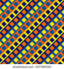 blue, yellow, orange, lattice-contiguous checkered background