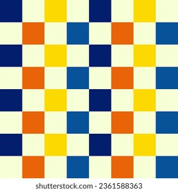 blue, yellow, orange, lattice-contiguous checkered background