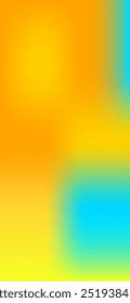Blue, Yellow, Orange Vertical Neon Gradient Background. Bright Neon Vertical Gradient Wallpaper. Glitch Fluid Color Overlay for Mobile Screen. Holographic Contrast Overlay Poster. 3D Fluid Color.