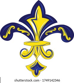 Blue yellow ornaments. Traditional colours. Vector illustration