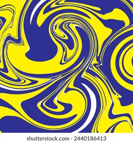 Fondo de efecto mármol de pintura azul y amarillo. Fondo líquido abstracto