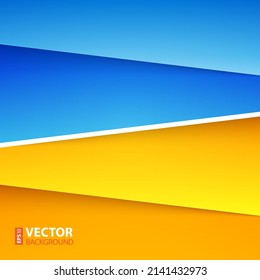 Blue and yellow paper layers abstract vector background. Ukraine flag. RGB EPS 10 vector illustration