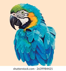 Blue and yellow parrot perched