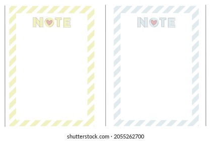 Blue and yellow pastel notepad set, blue and yellow pastel background, note planner, daily notes. Vector
