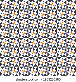 Blue Yellow Pattern. Vector Seamless Pattern. Mill Ornament Pattern.