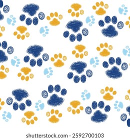 Blue and Yellow Paw Prints