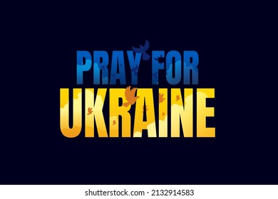 Blue and yellow pigeons fly in the sky the color of the Ukrainian flag. pray for ukraine dove of peace. vector illustration.