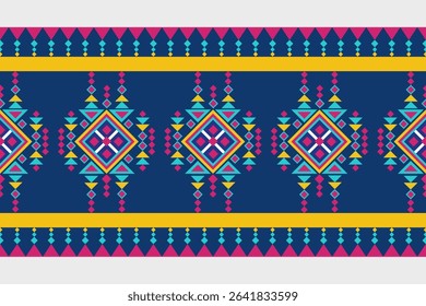 Blue  Yellow Pink Geometry Text tile Aztec  Traditional Decoration Pattern 