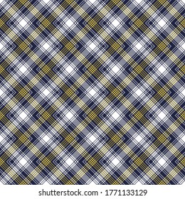 Blue and yellow plaid pattern. Diagonal textile design for pillows, shirts, tablecloth etc.