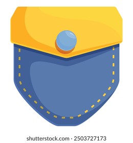 El bolsillo azul y amarillo sostiene un Botón azul