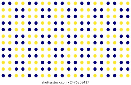 blue yellow polka dots, blue and yellow polka dot ring circle on white background for backdrop and wallpaper template. repeat seamless style design for fabric printing, square block