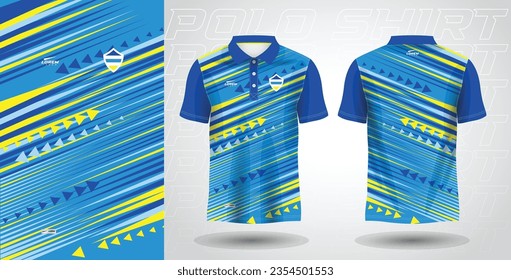 blue yellow polo sport shirt sublimation jersey template design mockup