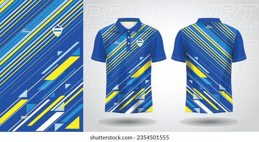 blue yellow polo sport shirt sublimation jersey template design mockup