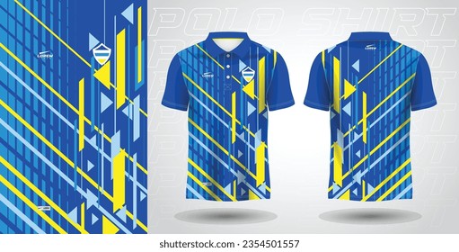 blue yellow polo sport shirt sublimation jersey template design mockup